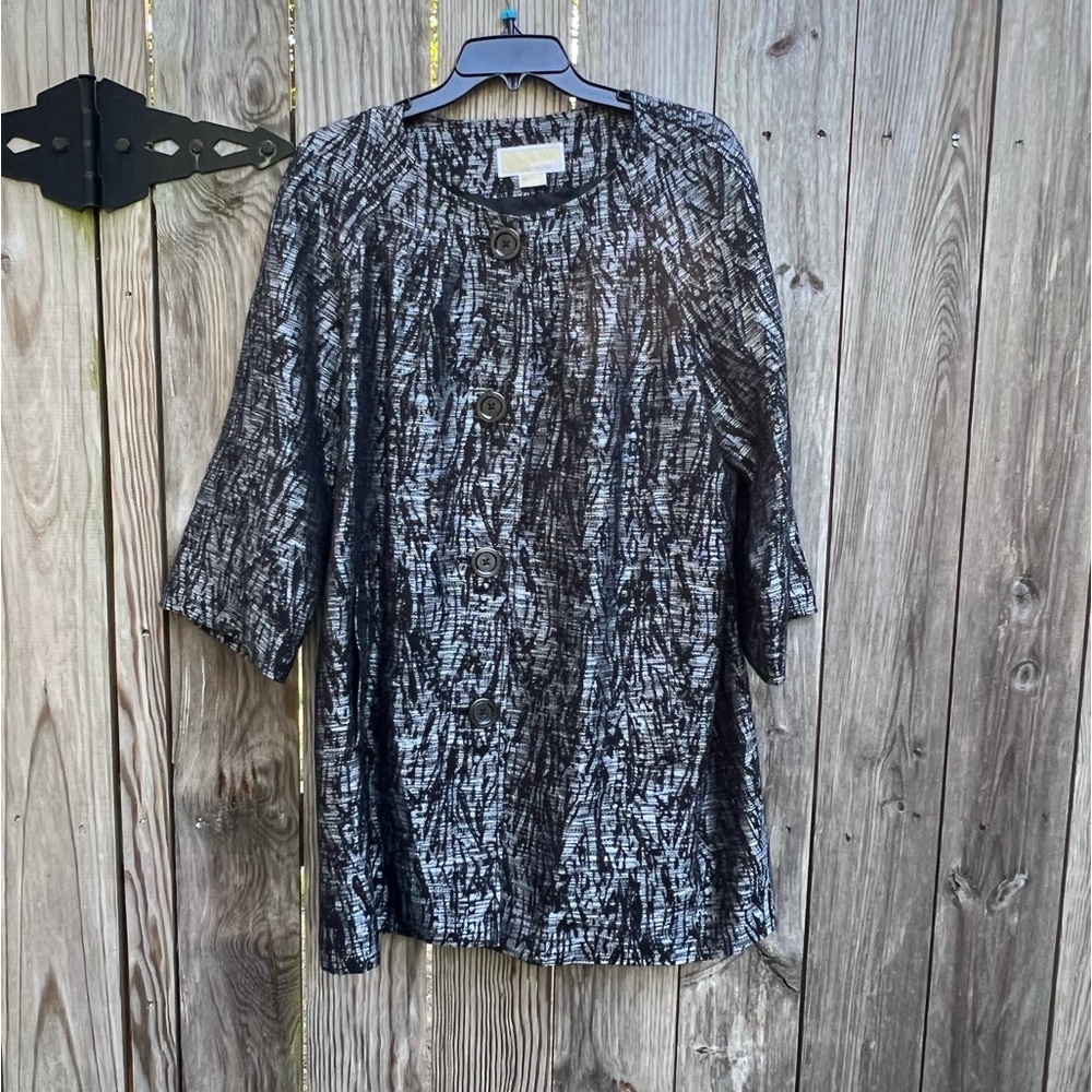MICHAEL KORS Long Black and Gray Lined Blazer Jacket Women’s XL